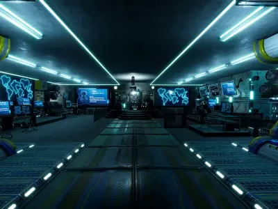 SciFi Control Room  Low-poly 3D model