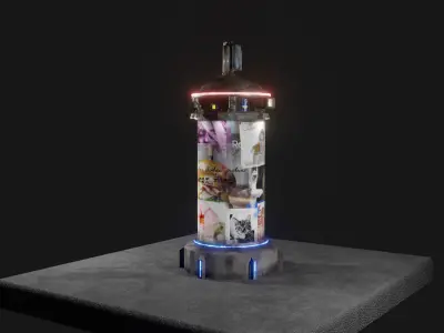 cyberpunk advertising colum Low-poly 3D model