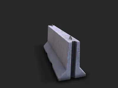 Concrete Barrier Low-poly 3D model 13