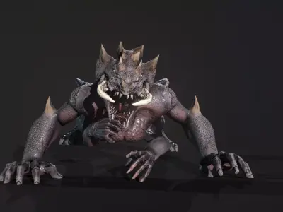 monster demon with claws Low-poly 3D model