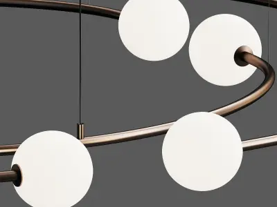Oddments circular light fixture with four balls hanging from it Low-poly 3D model