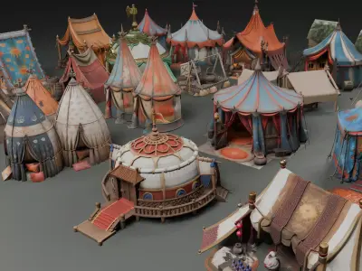 Stylized Lowpoly Tents Low-poly 3D model