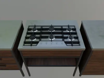 Industrial Kitchen Set Low-poly 3D model