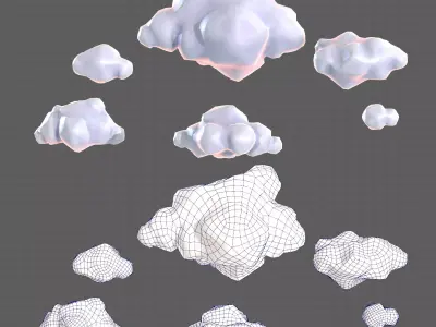 Clouds cartoon V02 Low-poly 3D model