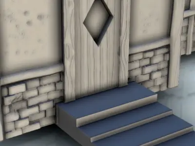 Medieval house with floor and entrance stair 6 3D print model