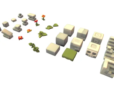 Cube World Stone Blocks - Proto Series Low-poly 3D model