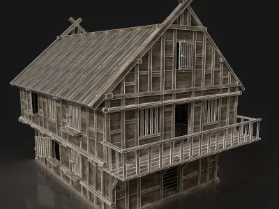 Next Gen AAA FANTASY MEDIEVAL WOODEN VIKING HOUSE WEST WESTERN Low-poly 3D model