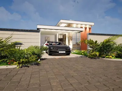 Flat Roof Bungalow 3D model