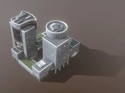 Building Frankfurt Buroturme Offenbach Low-poly 3D model
