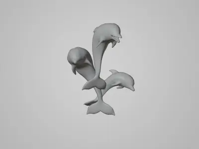 Dolphin statue Low-poly 3D model