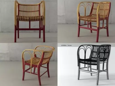 Uragano four different rattan chairs 3D model