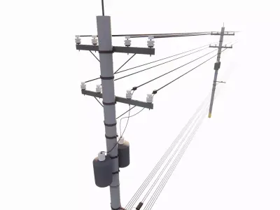 Utility power Pole 3d model 3D model
