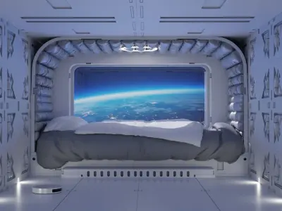 Sci-fi badroom Blender scene Low-poly 3D model
