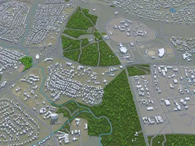 Lilongwe Malawi 20km Low-poly 3D model