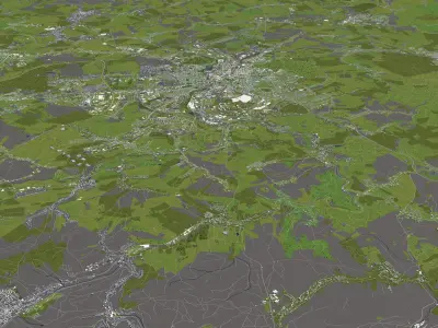 Chemnitz Germany 50x50km 3D City Map 3D model