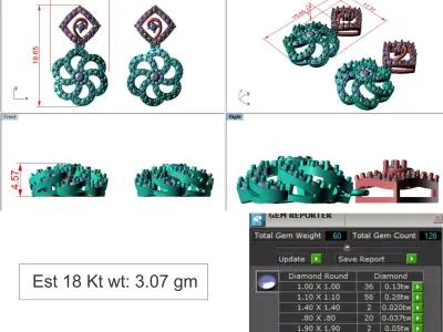 light Wight white gold diamond Earring-Nk-15ER 3D print model