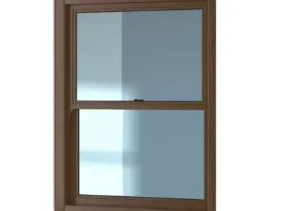 Brown Wooden Sash Window 3D model