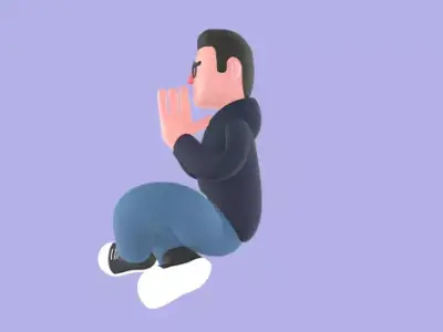 Stylized 3D Male Programmer Character - Frustrated Meditation 3D model
