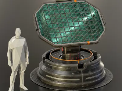 Sci-fi Solar Station PBR Low-poly 3D model