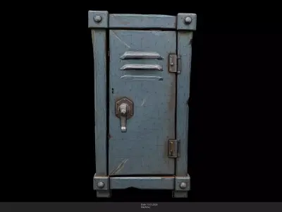 Stylized Metal Locker Game Ready - AI Low-poly 3D model