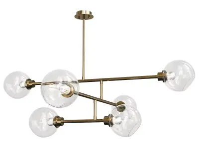 Multi bulbs Clear Glass Chandelier Low-poly 3D model