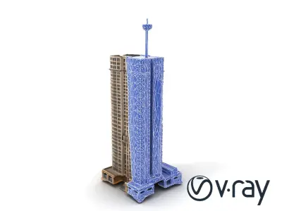 Gutted Hotel Skyscraper Ruins model pack Low-poly 3D model