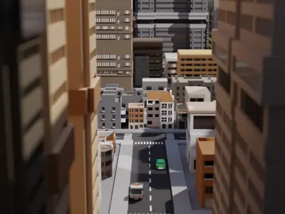 3D Low Poly City  Low-poly 3D model