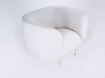 Low Poly Lounge Armchair - Modern Living Room Relax Chair 3D model
