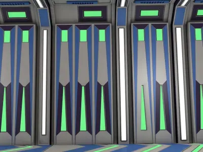 Sci fi corridor 3D model 10