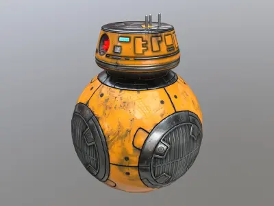 Star Wars BB-9E Robot Droid Yellow Low-poly 3D model
