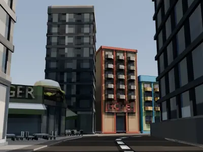 Low Poly Buildings City Pack Low-poly 3D model