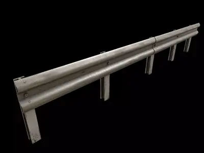 Realistic Road Guardrail Low-poly 3D model