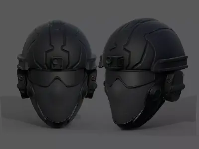 Helmet scifi military combat futuristic technology  Low-poly 3D model