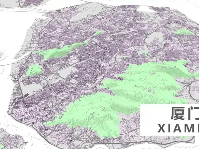 Ximen Amoy City urban planning maquett  building  Topography  3D model