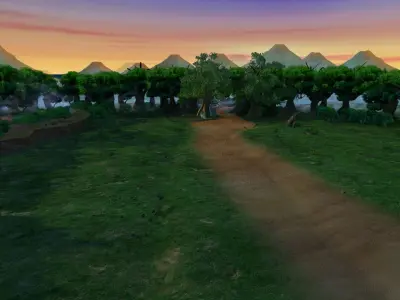 forest path tree park village 3D model