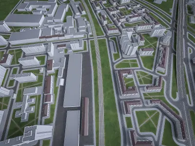 Urban Area 01 Low-poly 3D model