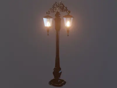 Victorian -Style Lampppost Low-poly 3D model