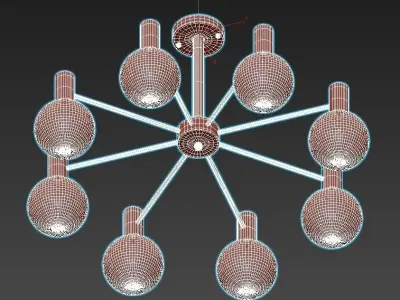Tiara Tiara modern chandelier with six glass globes 3D model