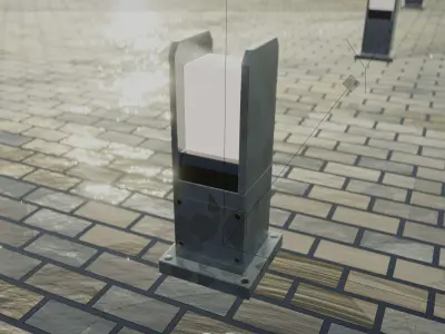 Street Light 8 Bollard 350mm Galvanized Version 1 Low-poly 3D model