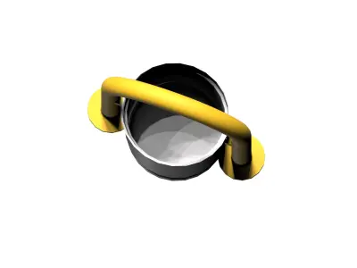 Yellow open cage type trash can Low-poly 3D model