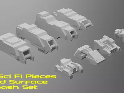 341 Sci Fi Pieces Hard Surface Kitbash Set Low-poly 3D model