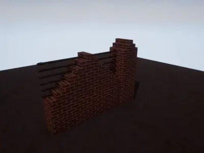 Modular Brick Wall And Gate Low-poly 3D model