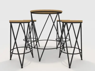 Bar Table And Chair 3 3D model