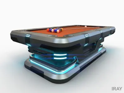 Lowpoly Scifi Pool Table Low-poly 3D model