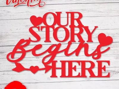 Valentines Day ornament Our story begins here 3D print model