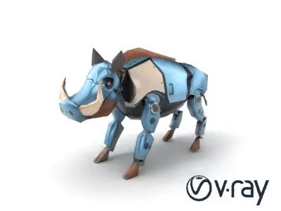 Digital Archive Cyboar Robotic Creature model pack Low-poly 3D model