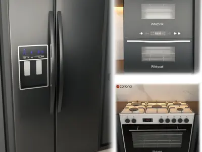 Black matte kitchen 3D model
