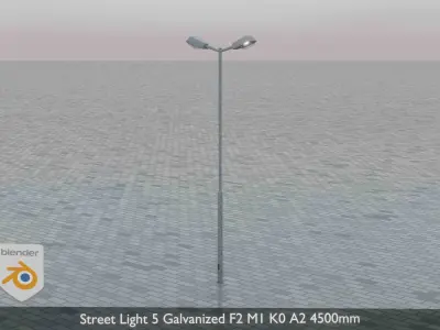 Street Light 5 Galvanized F2 M1 K0 A2 4500mm Low-poly 3D model