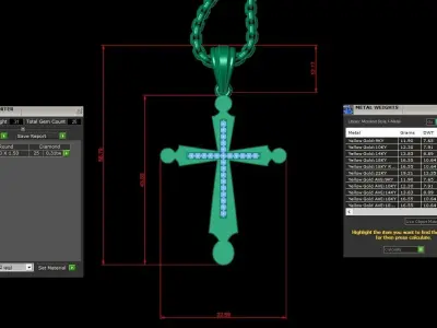 High Cross Pendant Light Gold 18K 3CP036 3D print model