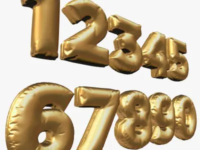 Golden Balloons Numbers 3D model